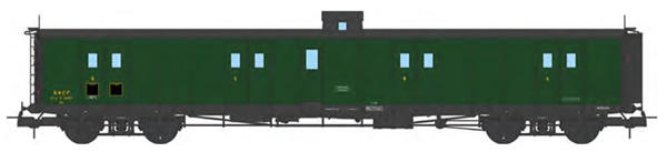 REE Modeles VB-348 - French SNCF Luggage Van, Lookout box, Ladder, Black Roof and Ends, green, SNCF N°24603 Era III